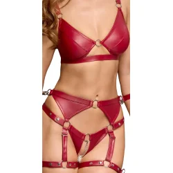 Cottelli Bondage  Rdt BH-st med Hofteholder og Hndledsmanchetter