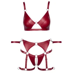 Cottelli Bondage  Rdt BH-st med Hofteholder og Hndledsmanchetter