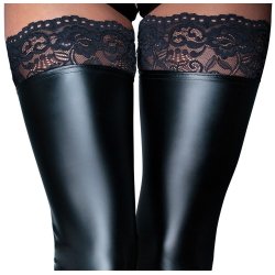 Noir Handmade - Lkre sorte stockings uden fod.  Small