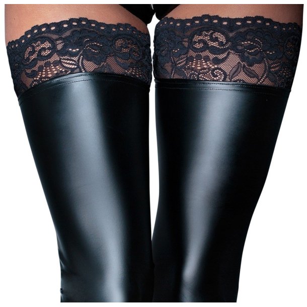 Noir Handmade - Lkre sorte stockings uden fod.  Medium