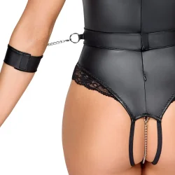 Cottelli Bondage  Skridtls Body med Krave, Kde og Blte