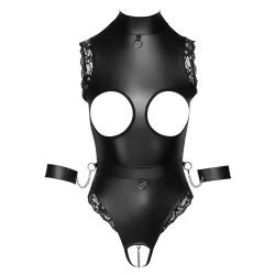Cottelli Bondage  Skridtls Body med Krave, Kde og Blte