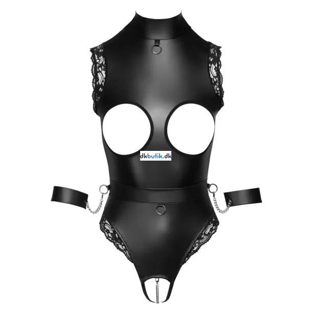 Cottelli Bondage � Skridtl�s Body med Krave, K�de og B�lte Small