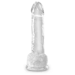 King Cock Clear 18 cm  Transparent Realistisk Dildo med Kugler og Sugekop