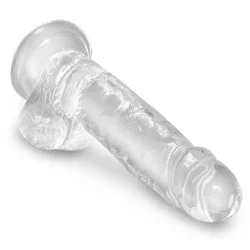 King Cock Clear 18 cm  Transparent Realistisk Dildo med Kugler og Sugekop