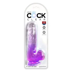 King Cock Clear 18 cm  Lilla Dildo med Kugler og Sugekop