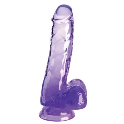 King Cock Clear 18 cm  Lilla Dildo med Kugler og Sugekop
