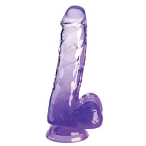 King Cock Clear 18 cm  Lilla Dildo med Kugler og Sugekop