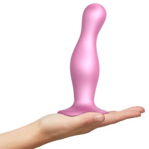 STRAP-ON-ME - DILDO PLUG CURVY METALLIC L PINK
