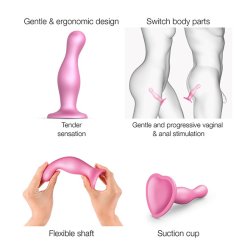STRAP-ON-ME - DILDO PLUG CURVY METALLIC L PINK