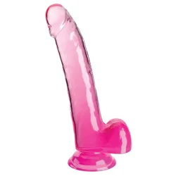 King Cock Clear 25 cm  Transparent Dildo med Kugler og Sugekop