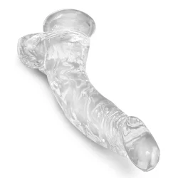 King Cock Clear 21 cm  Transparent Realistisk Dildo med Sugekop og Kugler