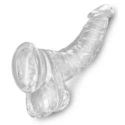 King Cock Clear 21 cm  Transparent Realistisk Dildo med Sugekop og Kugler