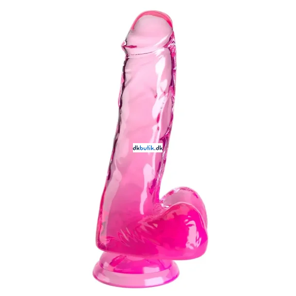 King Cock Clear with Balls Pink � Transparent dildo med Sugekop