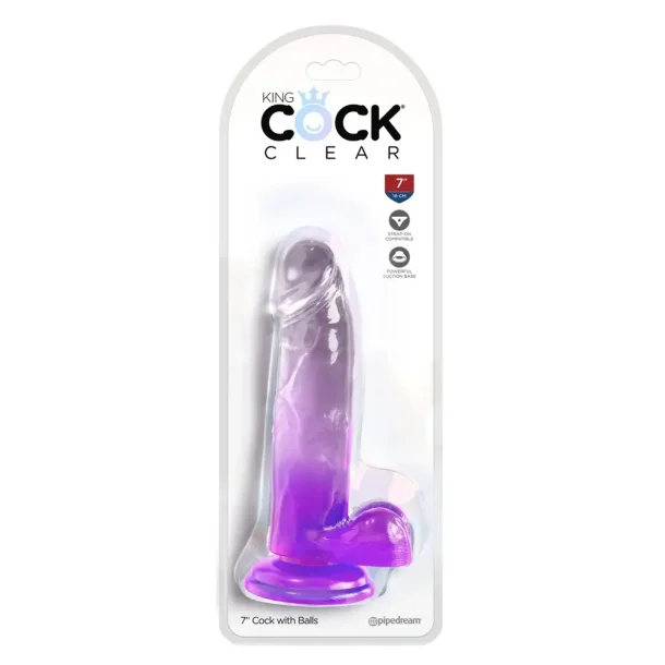 King Cock Clear 18 Cm Transparent Dildo med Kugler