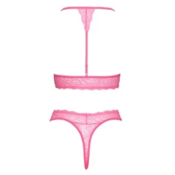 St i Neonpink Blonde med Halterneck BH og String