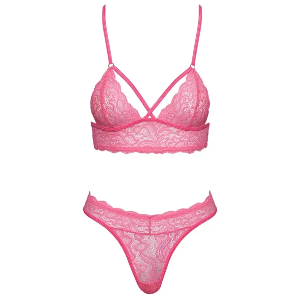 St i Neonpink Blonde med Halterneck BH og String