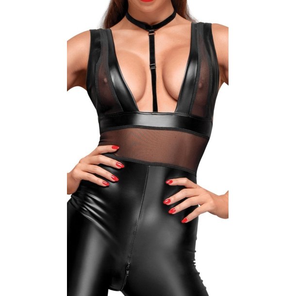 Noir Handmade - Wetlook jumpsuit med powernet Large