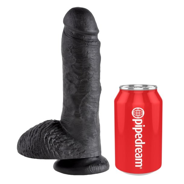 King Cock 20 Cm Realistisk Sugekop Dildo Med Pung Sort