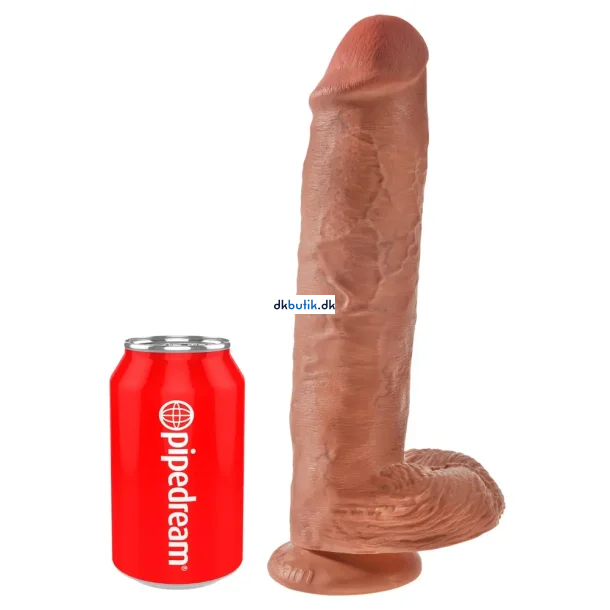 Kind Cock K�mpe Dildo Med Kugler 28 CM  Solbrun