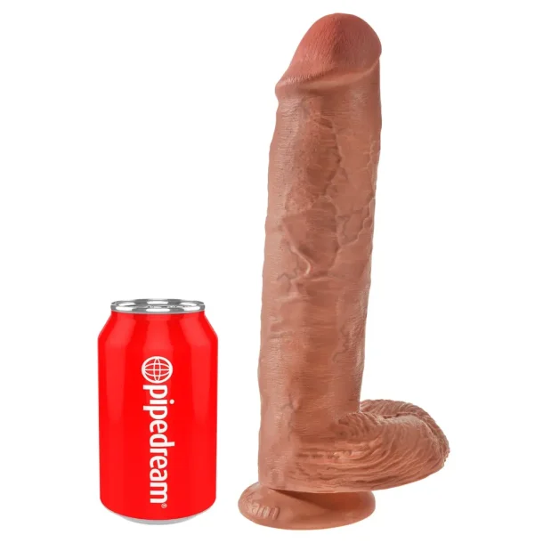 Kind Cock Kmpe Dildo Med Kugler 28 CM  Solbrun