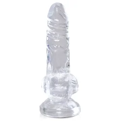 King Cock Clear 10 cm  Transparent Realistisk Dildo med Kugler og Sugekop