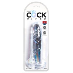 King Cock Clear 18 cm  Transparent Realistisk Dildo med Kugler og Sugekop