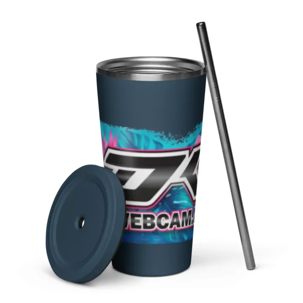 DK Merch Isoleret Tumbler med Sugerr og Lg 600 ml. Rustfrit Stl Marine Bl