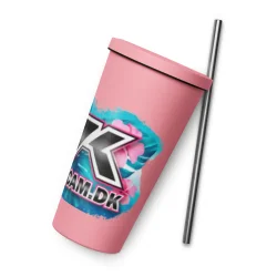DK Merch Isoleret Tumbler med Sugerr og Lg 600 ml. Rustfrit Stl