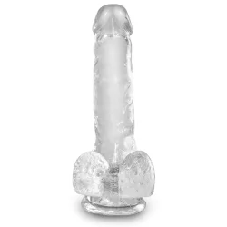 King Cock Clear 15 cm  Transparent Realistisk Dildo med Kugler og Sugekop