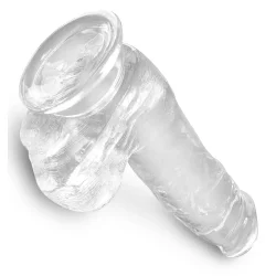 King Cock Clear 15 cm  Transparent Realistisk Dildo med Kugler og Sugekop