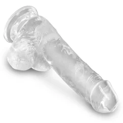 King Cock Clear 15 cm  Transparent Realistisk Dildo med Kugler og Sugekop
