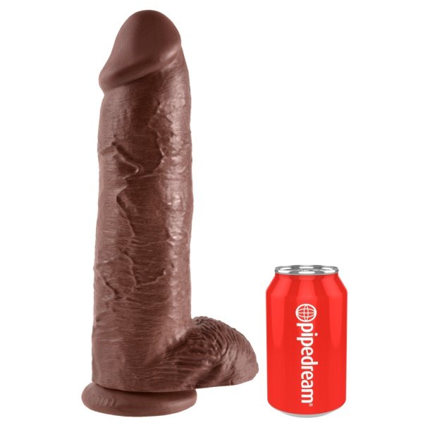 King Cock - 30 Cm Kmpe Dildo Med Sugekop Mrk Brun