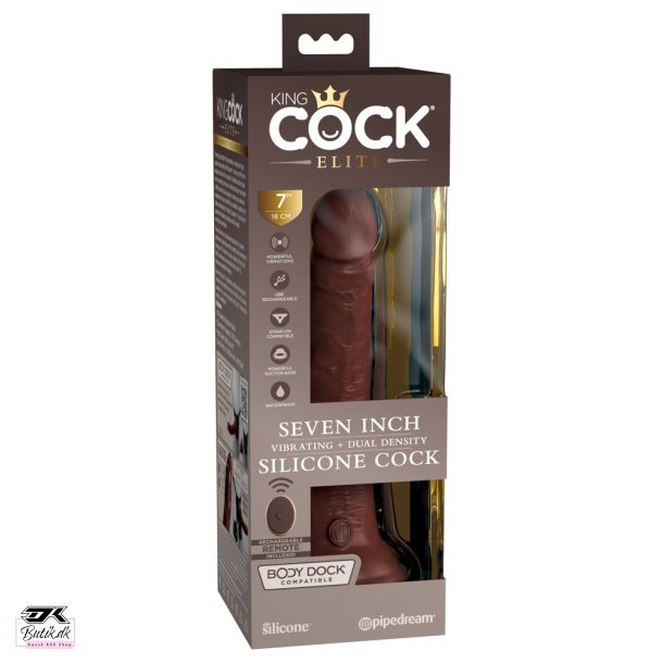 Vibrerende Dual Density Silikone Dildo 17 Cm m. Fjernbetjening Mrk Brun