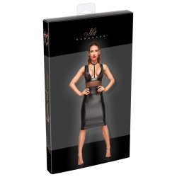 Noir - Stram Wet-Look Kjole  Large