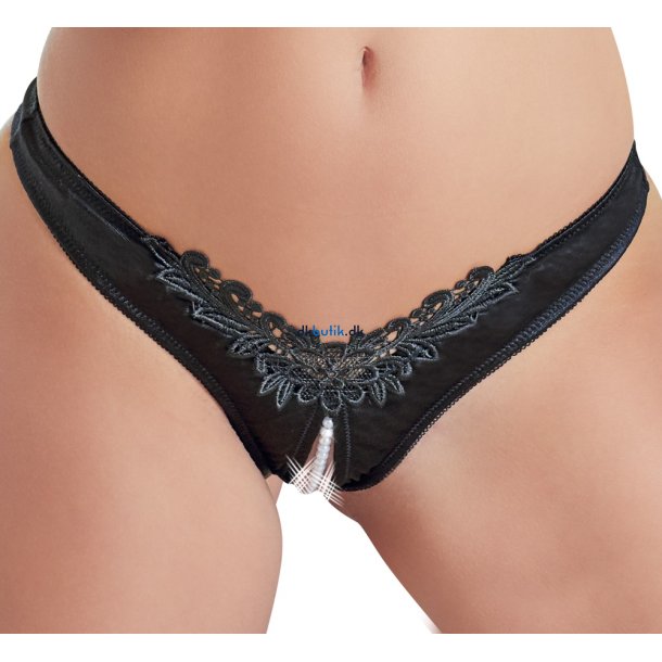 Cottelli - Skridtfri Satin Trusser  Small Sort