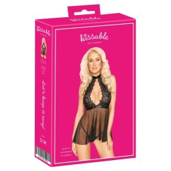 Kissable Babydoll &amp; G-streng i Sort Small / Medium 