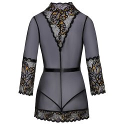 Kort kimono i smukt powernet og blonde | Kissable