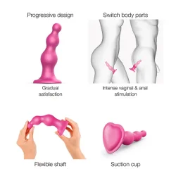 STRAP-ON-ME - Dildo Plug Beads Metallic Pink