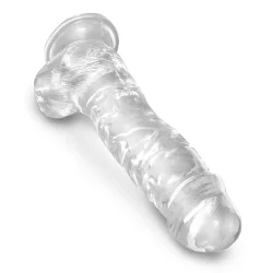 King Cock Clear 22 cm  Transparent Realistisk Dildo med Kugler og Sugekop