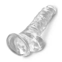 King Cock Clear 22 cm  Transparent Realistisk Dildo med Kugler og Sugekop